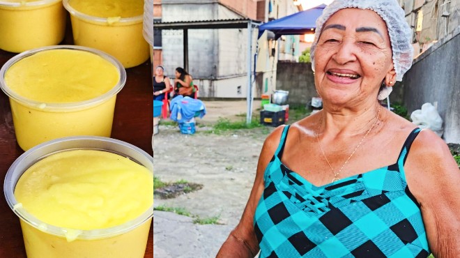 Há mais de 40 anos, Dona Terezinha serve afeto em forma de canjica