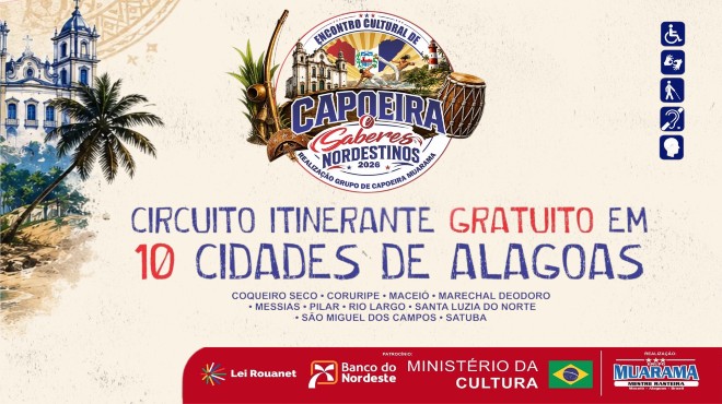 Encontro de capoeira reúne cultura e inclusão neste sábado em Coqueiro Seco